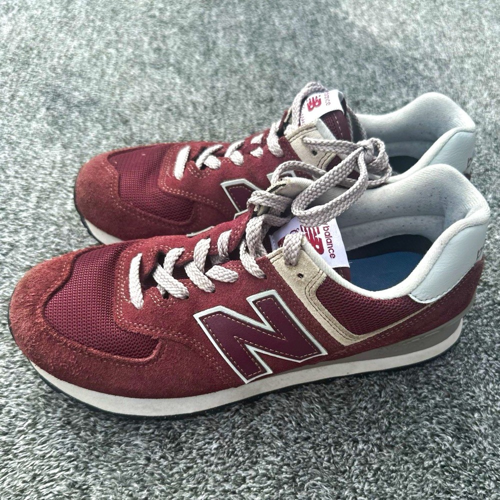 New Balance 574 WL574EVM Women's 8 Men's 6.5 Burgundy Maroon Suede Sneakers